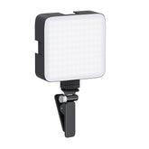 Camera Video Light with Clip and 3 Cold Shoe Connectors | 120 LED Beads | Dimmable and Rechargeable Battery |