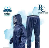Polyester Full Sleeves Rainsuit Set for Men (Navy Blue, M)
