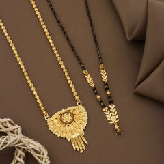 Gold plated Long Moti Mala Mangalsutra With Short Mangalsutra (30 Inch And 24 Inch)