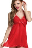 Romance in Maroon Nighty - Premium Satin Material (Maroon, Free Size)