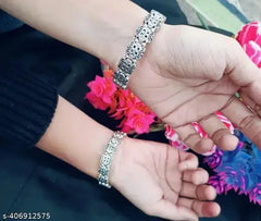 Silver Sterling Silver Kada  (Pack of 2)