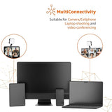 Camera Video Light with Clip and 3 Cold Shoe Connectors | 120 LED Beads | Dimmable and Rechargeable Battery |