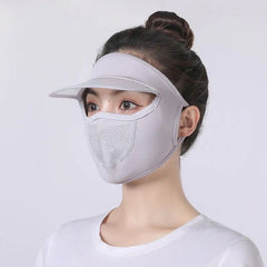 Sunscreen Mask With Brim Ice Silk Face Cover UV Protection Visor