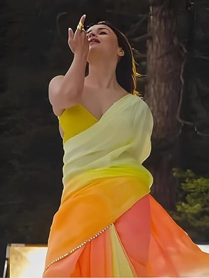 Georgette Printed Saree for Women (Multicolor, 6.3 m)