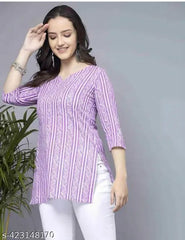 Lavender Short Kurti, Stylish Women's Pure Cotton kurti