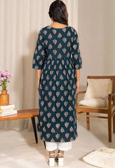 Floral Printed Notch Neck A-Line Maternity Kurta
