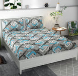 Premium MICROFIBER ELASTIC FITTED DOUBLE BEDSHEET WITH TWO PILLOW COVERS (70X76X6 Inches)