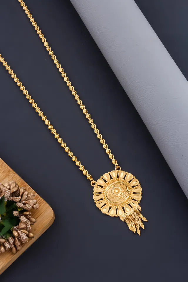 Traditional Gold plated Ki Mala Design With Moti Chen Ladi Long Mangalsutra