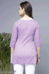 Lavender Short Kurti, Stylish Women's Pure Cotton kurti