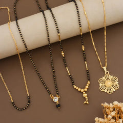 Combo Mangalsutra Ki Mala Design With Moti Chen Ladi Lomg and short Combo Set [ BUY 1 GET 3 FREE ]