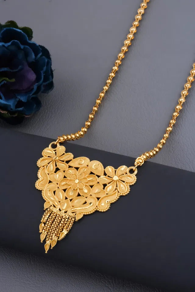 Traditional Gold plated Ki Mala Design With Moti Chen Ladi Long Mangalsutra