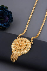 Traditional Gold plated Ki Mala Design With Moti Chen Ladi Long Mangalsutra