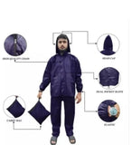 Polyester Solid Rainsuit for Men (Black, XL)